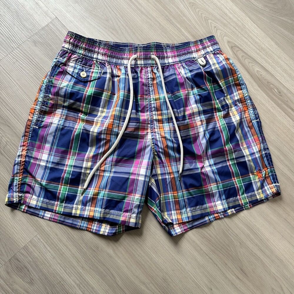 Polo Ralph Lauren Multi-Color Plaid Swim Trunks Men’s Medium M